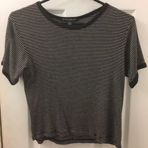 Brandy Mellvile Navy Striped Cropped Tee